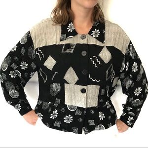 VintAge 90s Mixed Print Patches Funky Blouse